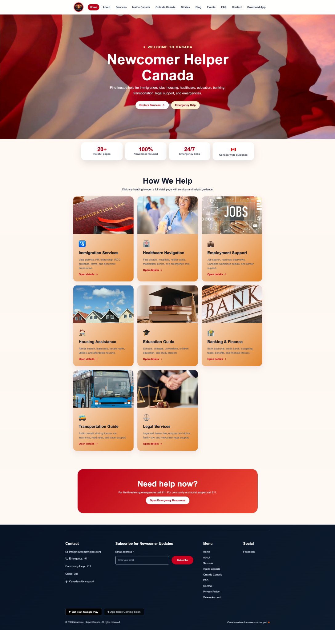 Newcomer Helper website
