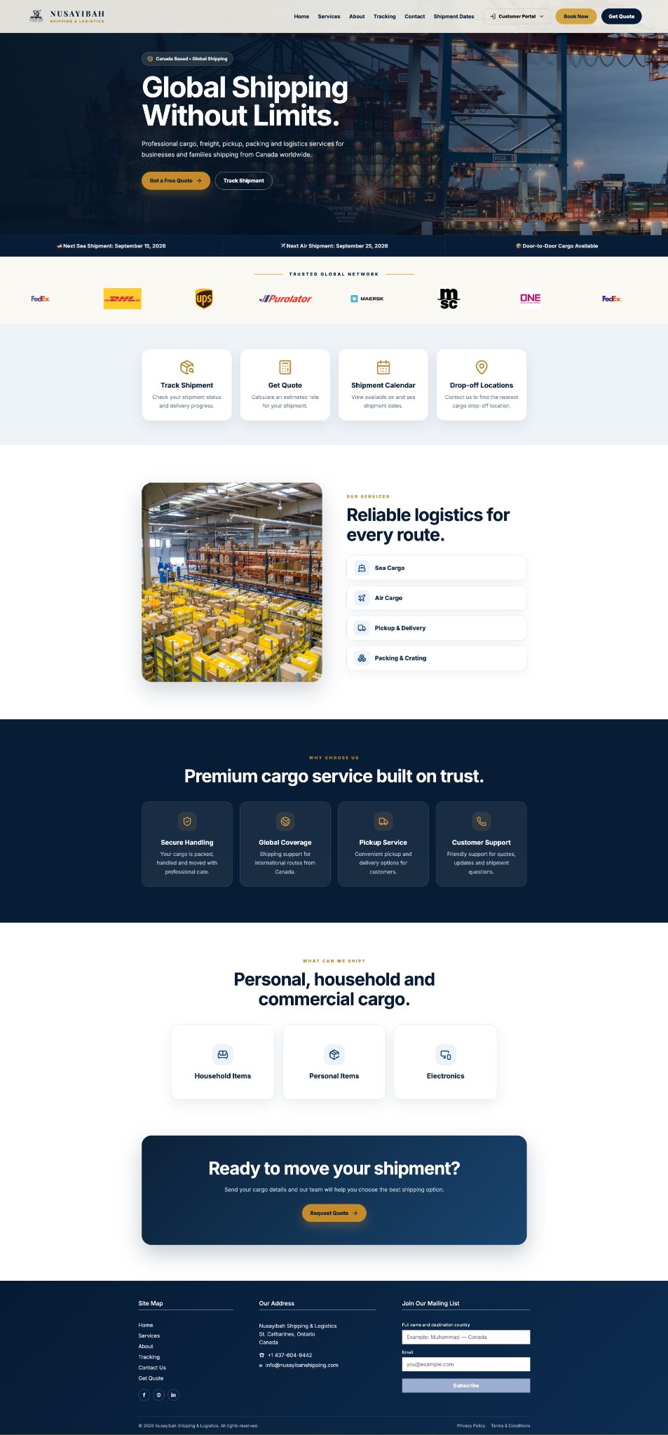 Nusayibah Logistics website